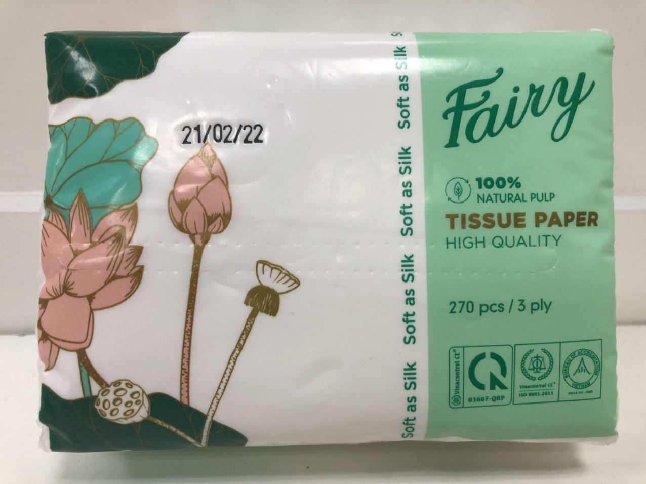 Khăn giấy rút Fairy ngắn 270 tờ x 3 lớp