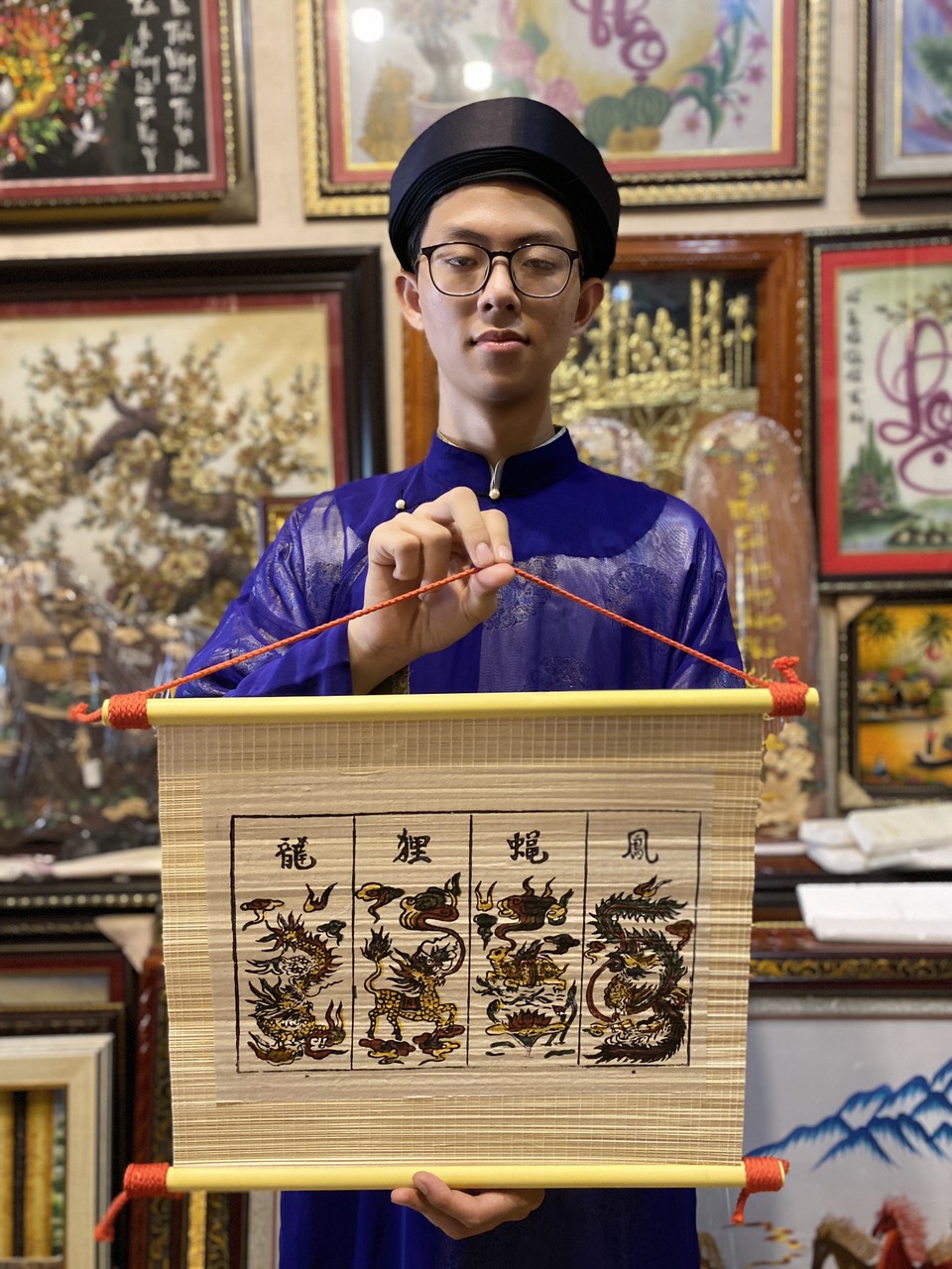 Tranh Dân Gian Đông Hồ Long_Lân_Quy_Phụng