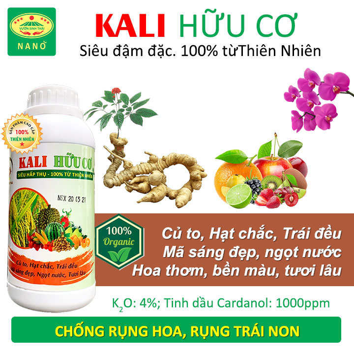 Phân bón KALI hữu cơ Siêu thẩm thấu - 100% từ Thiên Nhiên - Rễ khỏe, cành chắc, lá xanh - Ra hoa, đậu quả nhiều