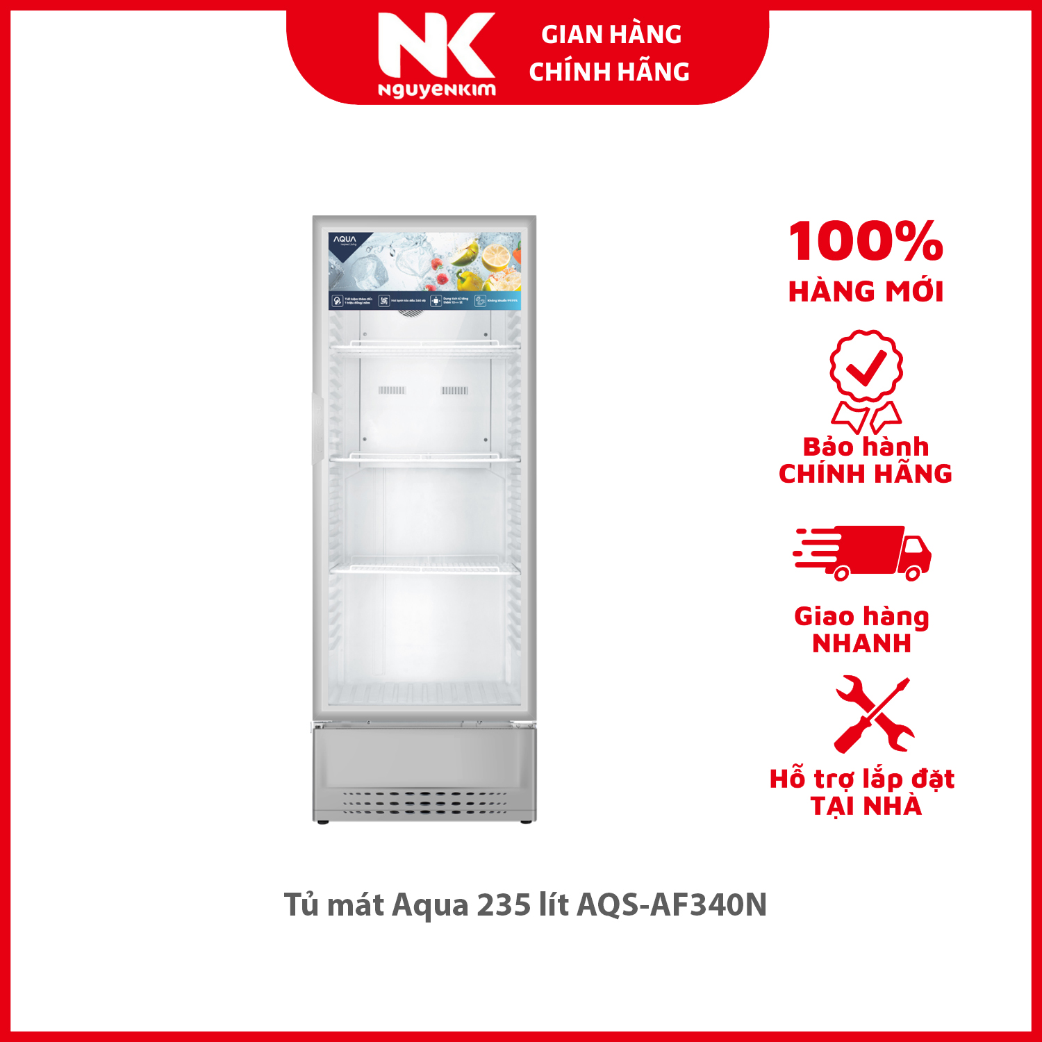 Tủ mát Aqua 235 lít AQS-AF340N - Hàng chính hãng