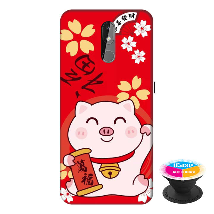 Ốp lưng điện thoại Nokia 3.2 hình Mèo May Mắn Mẫu 1 tặng kèm giá đỡ điện thoại iCase xinh xắn - Hàng chính hãng