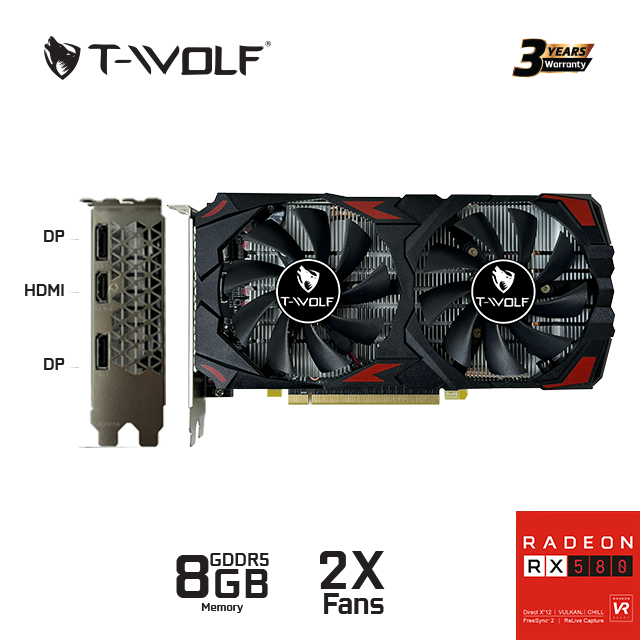 Card Màn Hình VGA T-WOLF TW-RX580 8G D5 – Hàng Chính Hãng