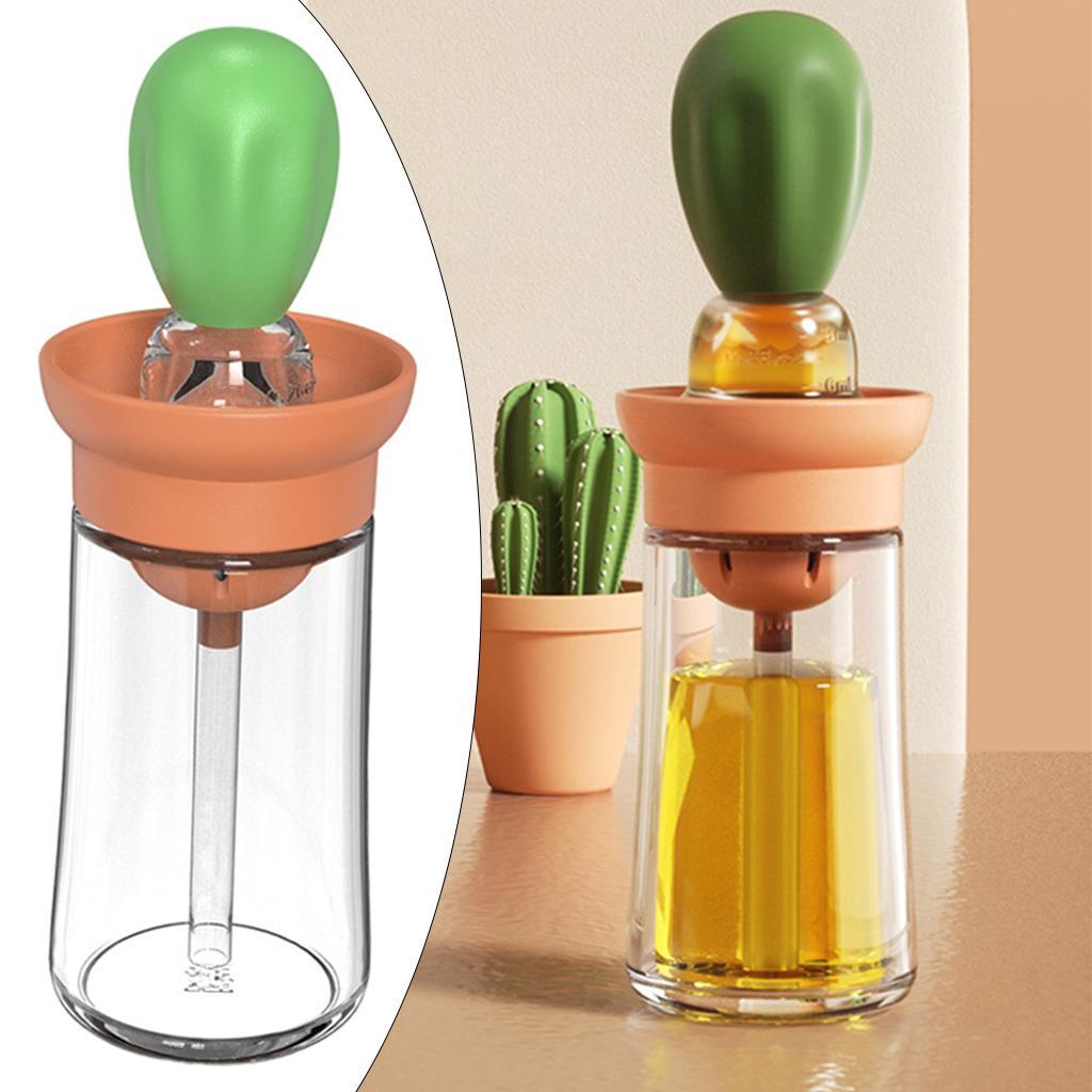 2 Pieces Glass Oil Bottle with Silicone Brush for Frying Barbecue Cooking