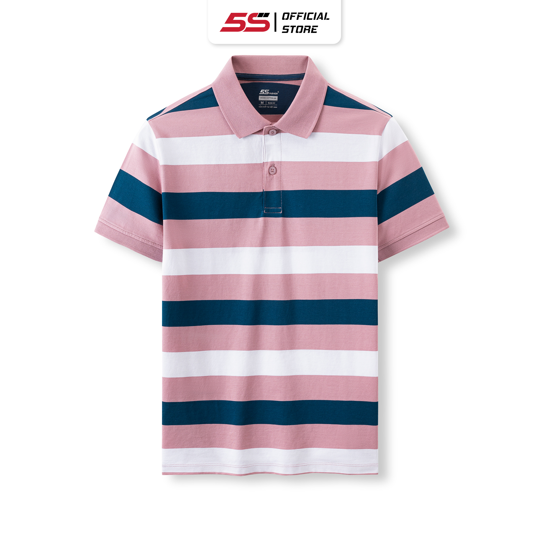 Áo Polo Nam Cotton 5S FASHION , Phom Ôm Vừa Vặn, Thiết Kế Kẻ Ngang Phối Màu Nổi Bật, Trẻ Trung (APC23097)