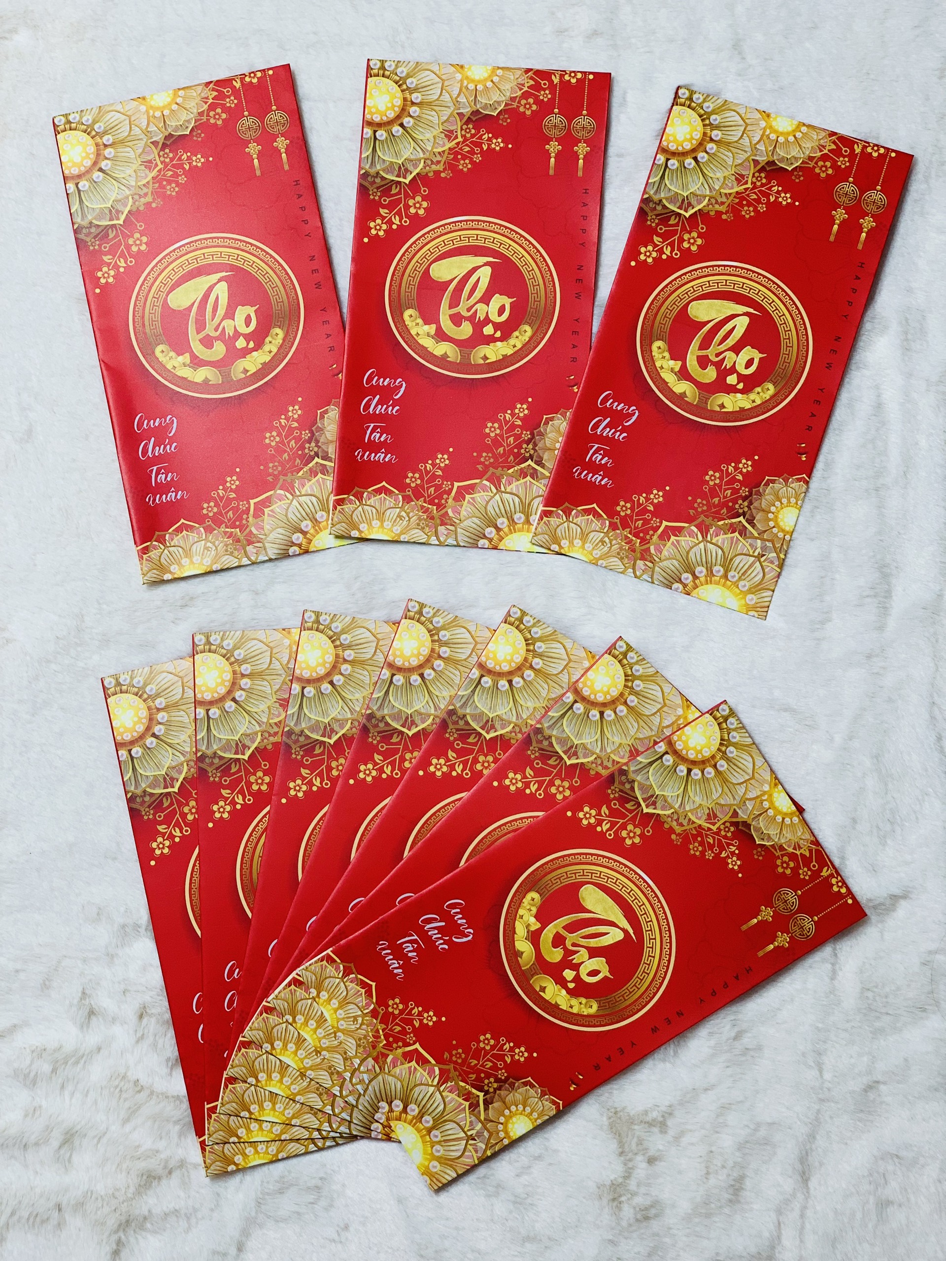 Combo 10 Bao lì xì tết Phúc Lộc An, Quà tặng tết Nhâm Dần 2022, sang trọng, tài lộc