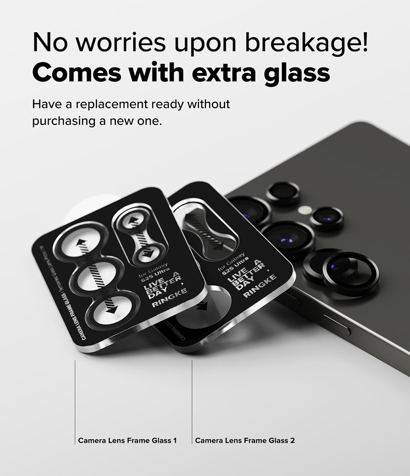 Dán camera Ringke Lens Frame Glass cho Samsung Galaxy S25 Ultra  chống trầy xước, kèm khung dán_ Hàng Chính Hãng