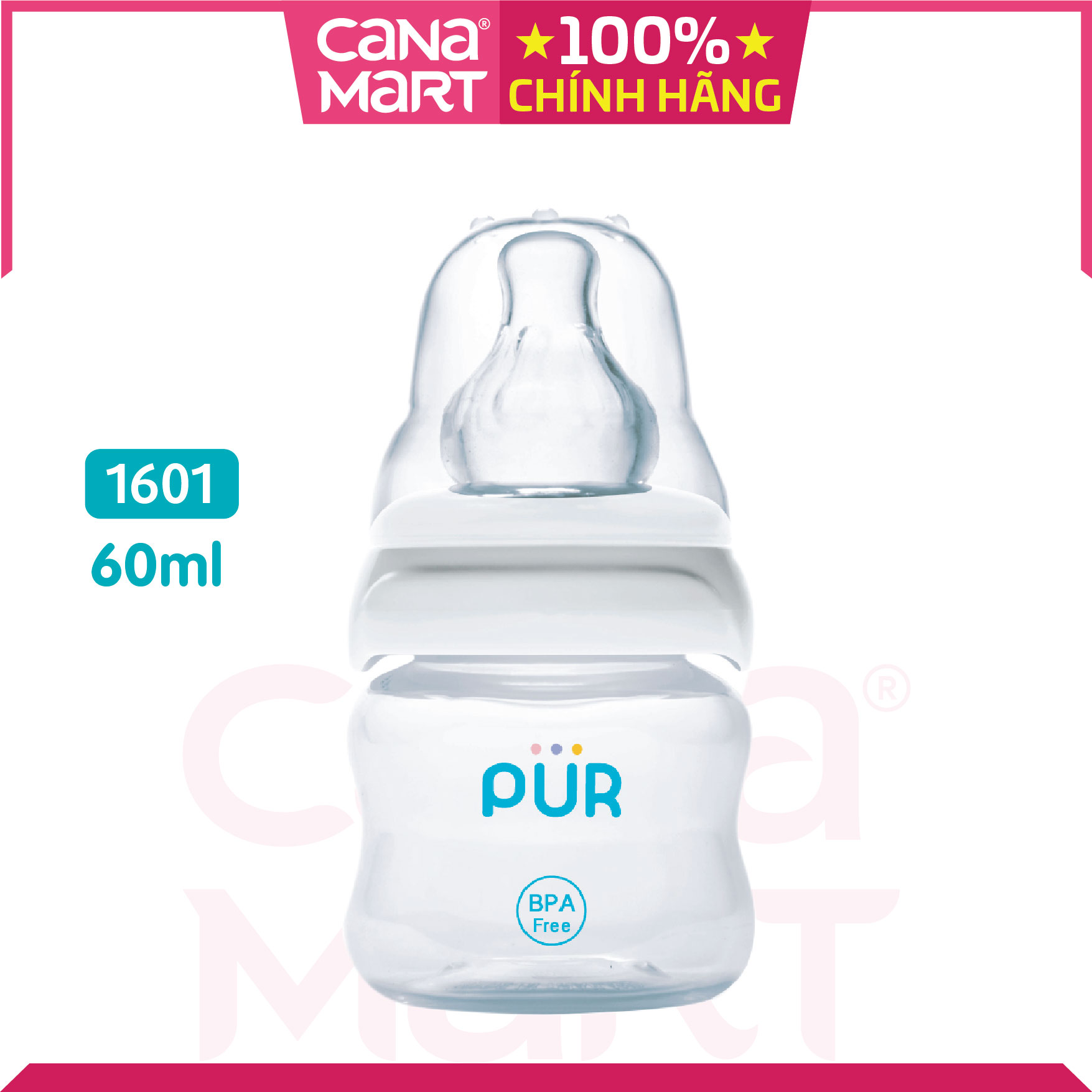 Bình sữa cho bé cổ thường Pur Comfort Feeder (van chữ V) 60ml không chứa BPA (1601)