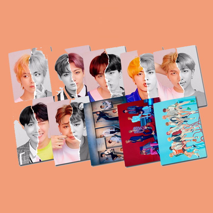 Bộ 10 vở BTS tặng kèm thẻ card BTS chữ ký thành viên hai mặt dụng cụ học tập học sinh tặng kèm ảnh thiết kế Vcone