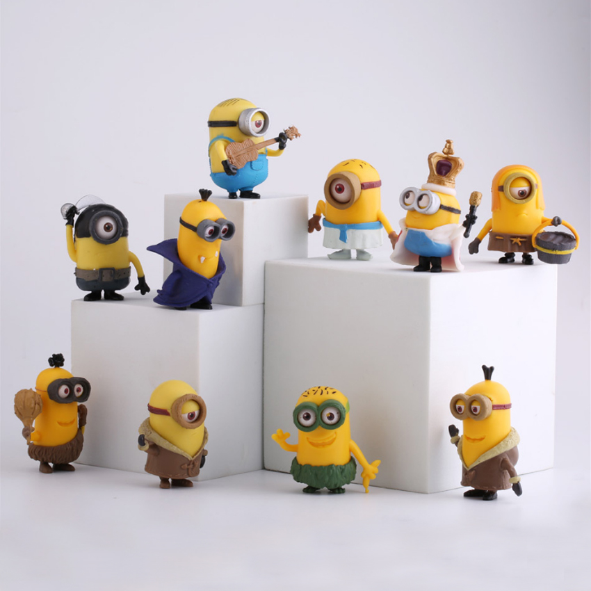 Set 10 đồ chơi Minion Despicable 5.5cm nhựa có chân đế tặng kèm 10 cá vàng vui nhộn