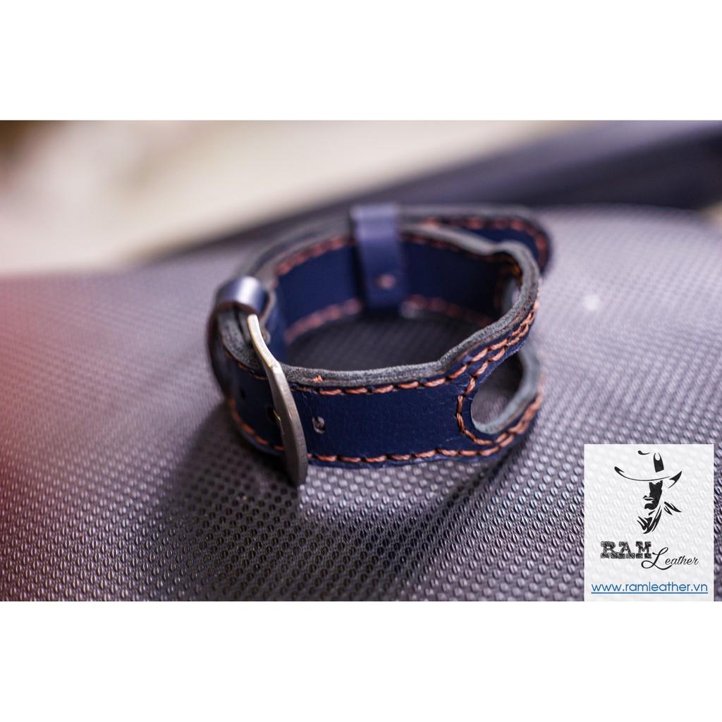 DÂY DÀNH CHO MIBAND DA BÒ XANH NAVY-CHÍNH HÃNG RAM LEATHER .