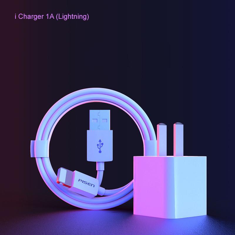 Bộ sạc Pisen I Charger 1A kèm cáp L - (TS-C051-L) cho điện thoại táo - Hàng chính hãng