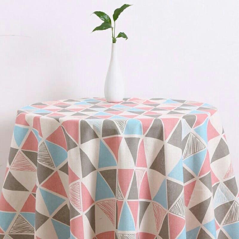 Vải Bố Vải Canvas Decor Trang Trí Làm Rèm May Khăn Bàn Hoạ Tiết Tam Giác Nhiều Màu