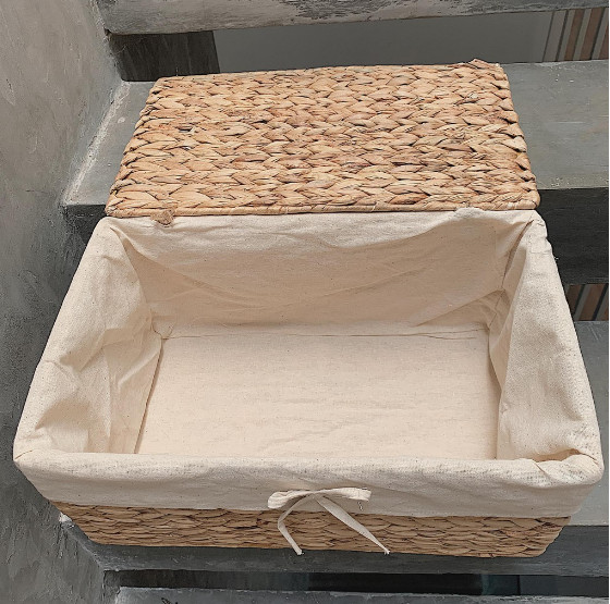 Giỏ/ Khay/Sọt Lục Bình DECOR Có Nắp, Vải Lót [SIÊU BỀN ĐẸP]Đựng Đồ, Quần Áo Tiện Lợi