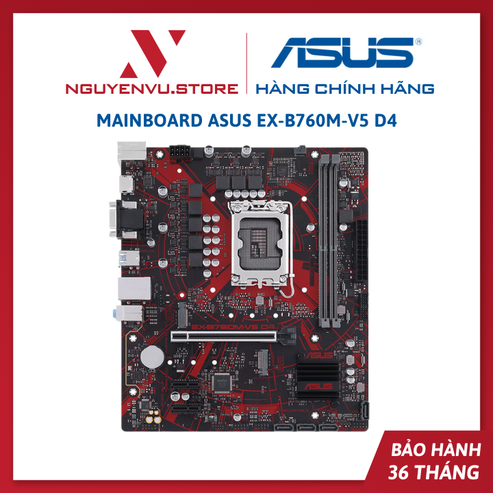 Mainboard ASUS EX-B760M-V5 D4 (Chipset Intel B760, Socket LGA1700, 2x DDR4 64GB, mATX) - Hàng Chính Hãng