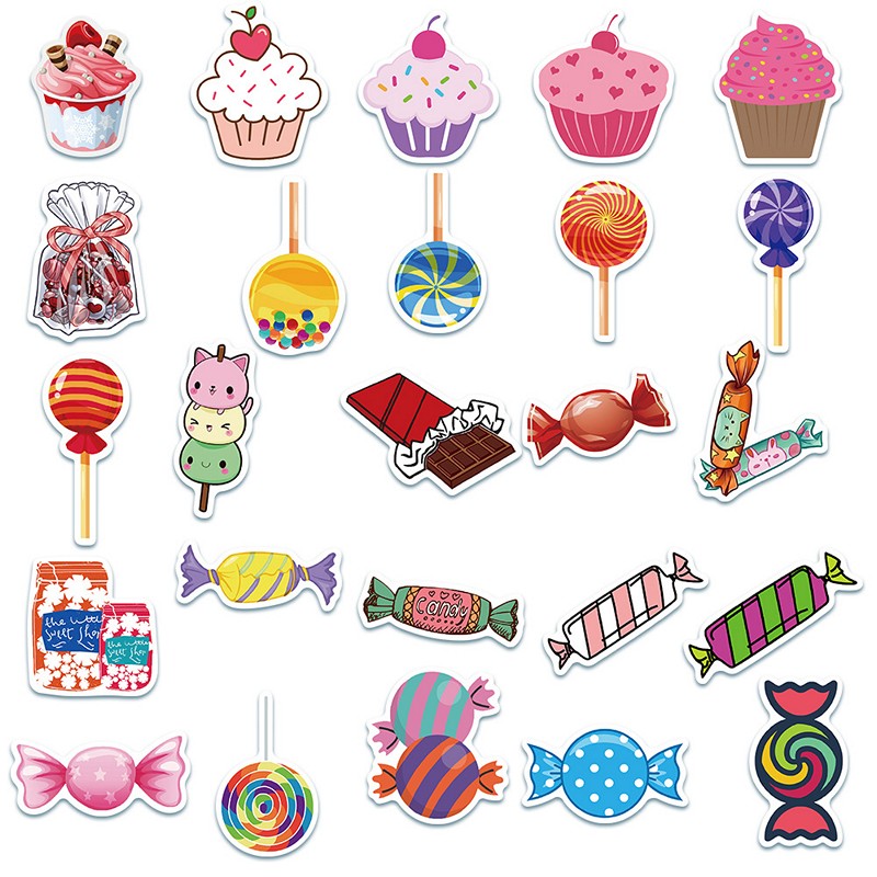 Sticker 50 miếng hình dán Candy World