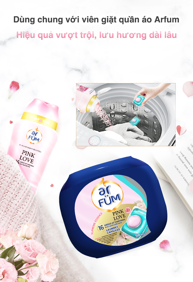 Combo 2 Hạt Xả Thơm Quần Áo Arfum Lưu Hương Tới 16 Tuần, Làm Mềm Vải Và Chống Tĩnh Điện - 2 mùi hương