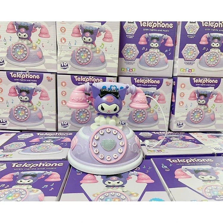 Đồ chơi điện thoại bàn kuromi cho bé điện thoại bàn kuromi có đèn có nhạc dễ thương quà tặng cho bé