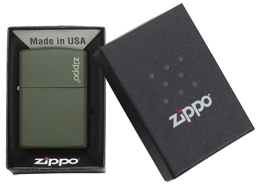 Bật Lửa Classic Green Matte Zippo Logo 221ZL