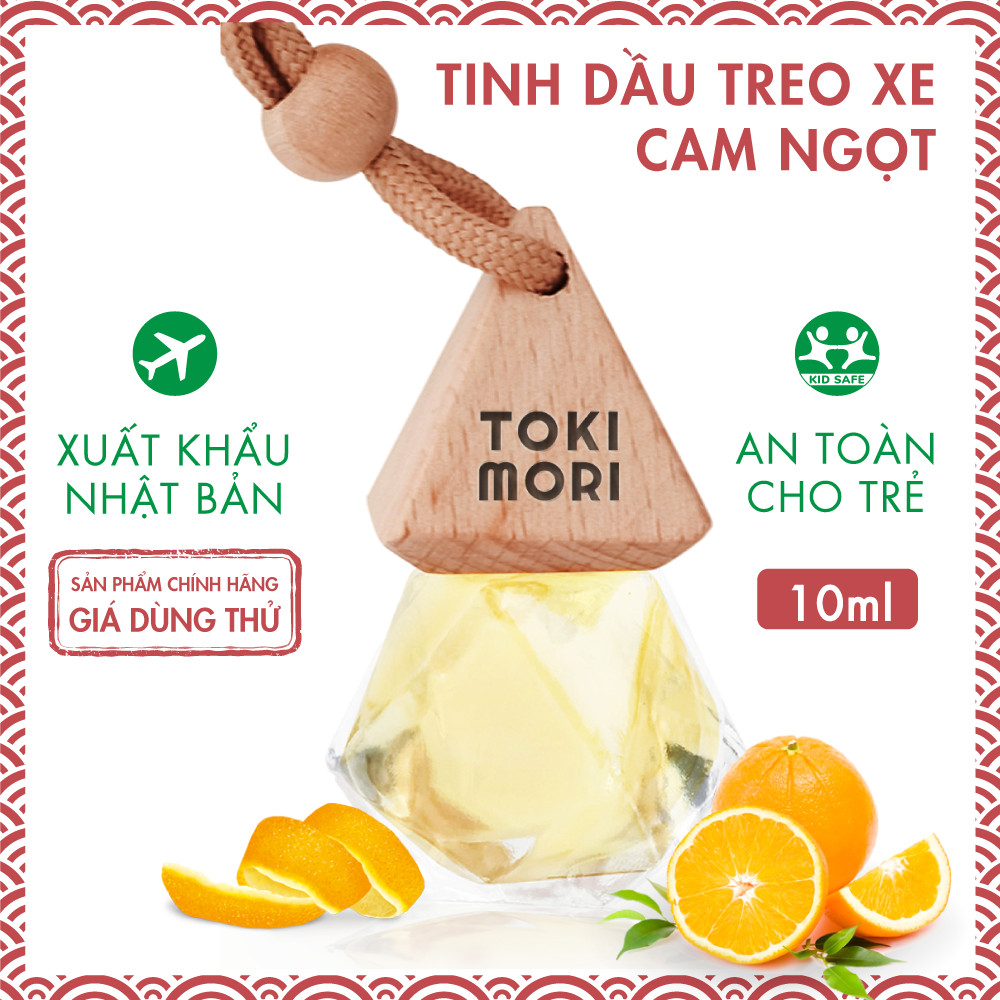 Tinh Dầu Cam Ngọt Treo Xe TOKI MORI Xuất Khẩu Nhật Bản (10ml) 100% Thiên Nhiên, An Toàn Cho Trẻ, Xông Phòng, Khử Mùi, Thơm Xe, Chống Ói, Kháng Khuẩn