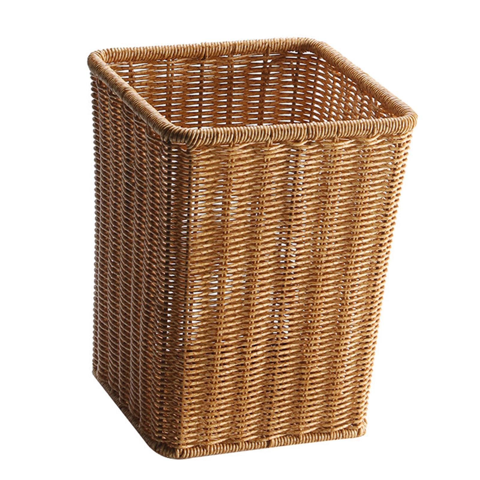 Woven Basket Laundry Hamper Container Bin, Multipurpose Organizer, Laundry Basket Bin Woven Waste Bin for Office Bathroom Laundry Craft Towels