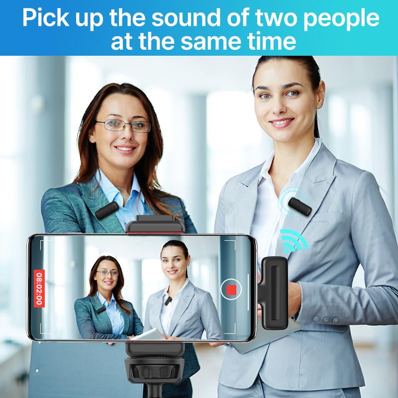 Hệ thống micro Lavalier không dây Ulanzi J12 Mic thu âm giọng nói video âm thanh cho iPhone hoặc điện thoại di động Android Máy tính xách tay trực tiếp