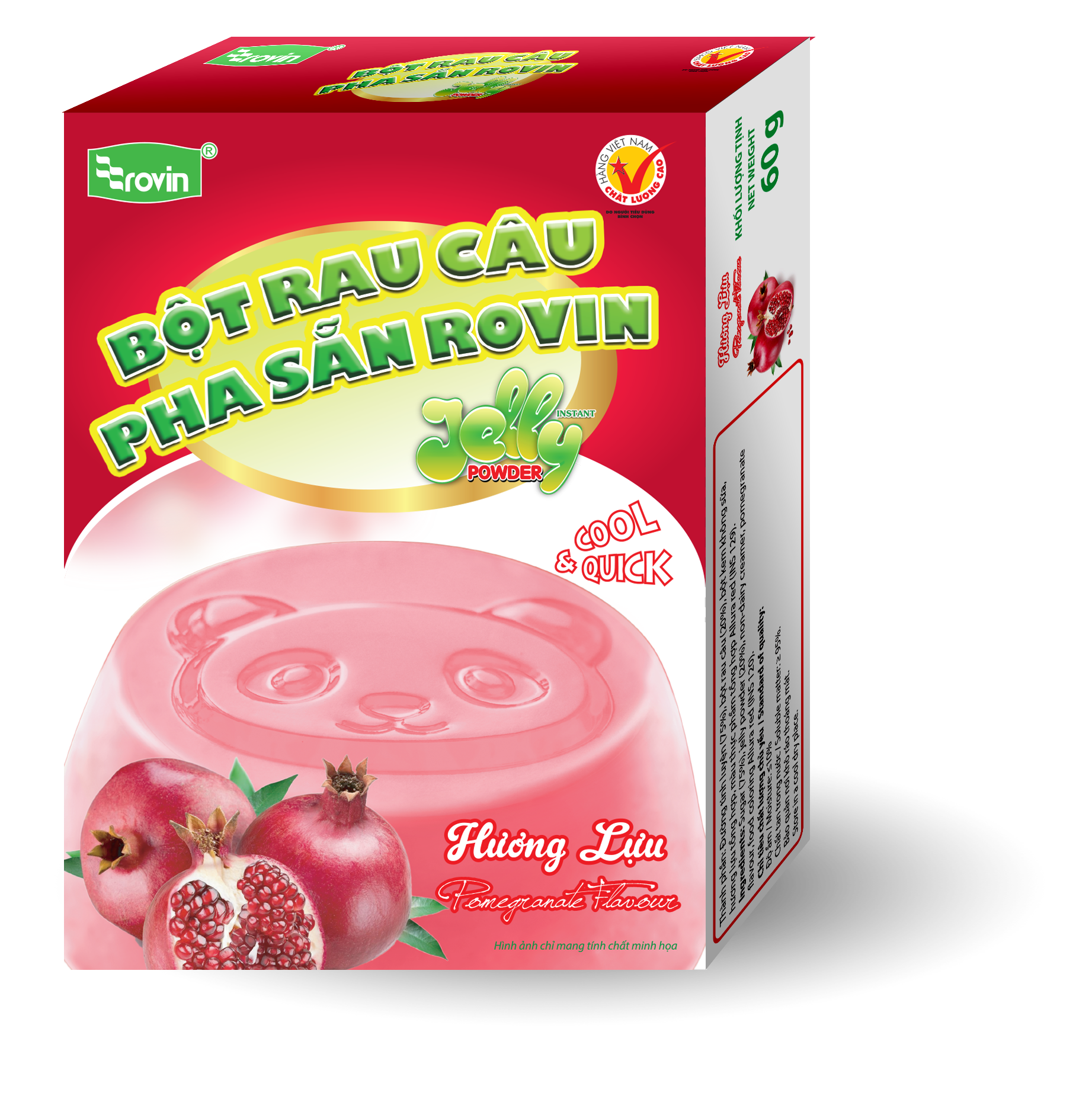 Bột Rau Câu Pha Sẵn Hương Lựu Rovin (Hộp 60g)