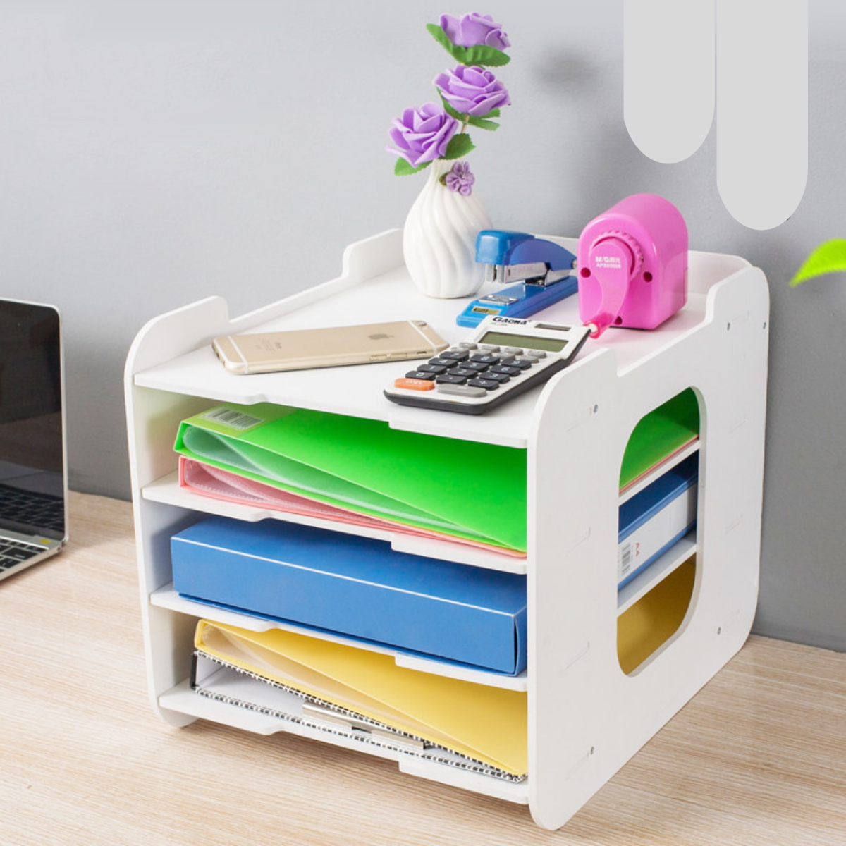 Giá Tài Liệu Để Bàn Văn Phòng Gỗ Nhựa Cao Cấp An Toàn Thân Thiện Môi Trường Không Cong Vênh, Kệ Tài Liệu Lắp Ghép Đơn Giản Kích Thước 32*24*28