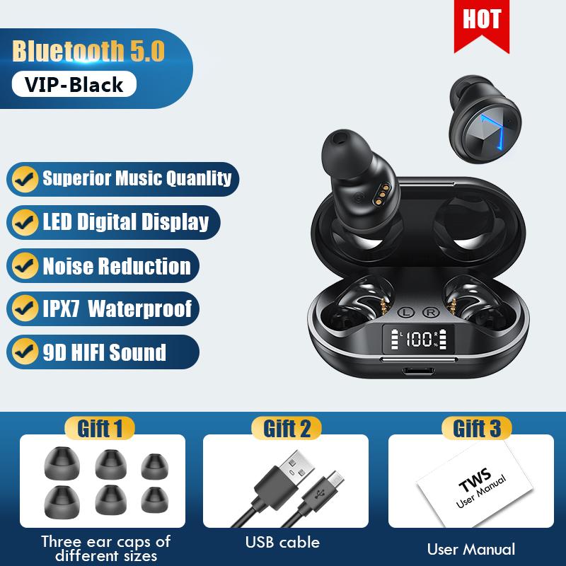 Tai Nghe Không Dây TWS Bluetooth 5.0 Thông Minh Loại Bỏ Tiếng Ồn Thể Thao Chống Thấm Nước Tai Nghe Tai Nghe Nhạc Có Micro