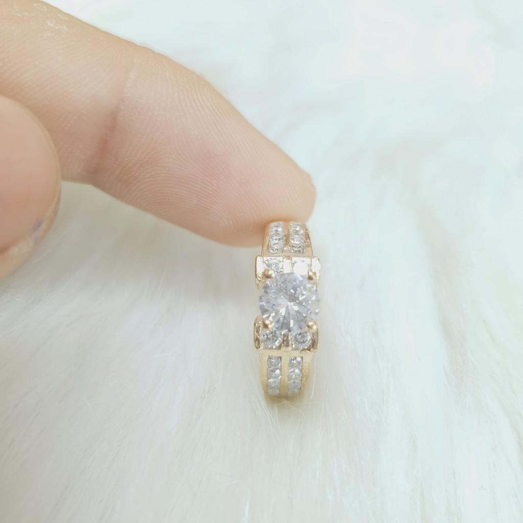 Nhẫn Kiểu Đơn Đính Đá Vonfram Cao Cấp-Dùng lâu dài tắm rửa thoải mái không phai màu