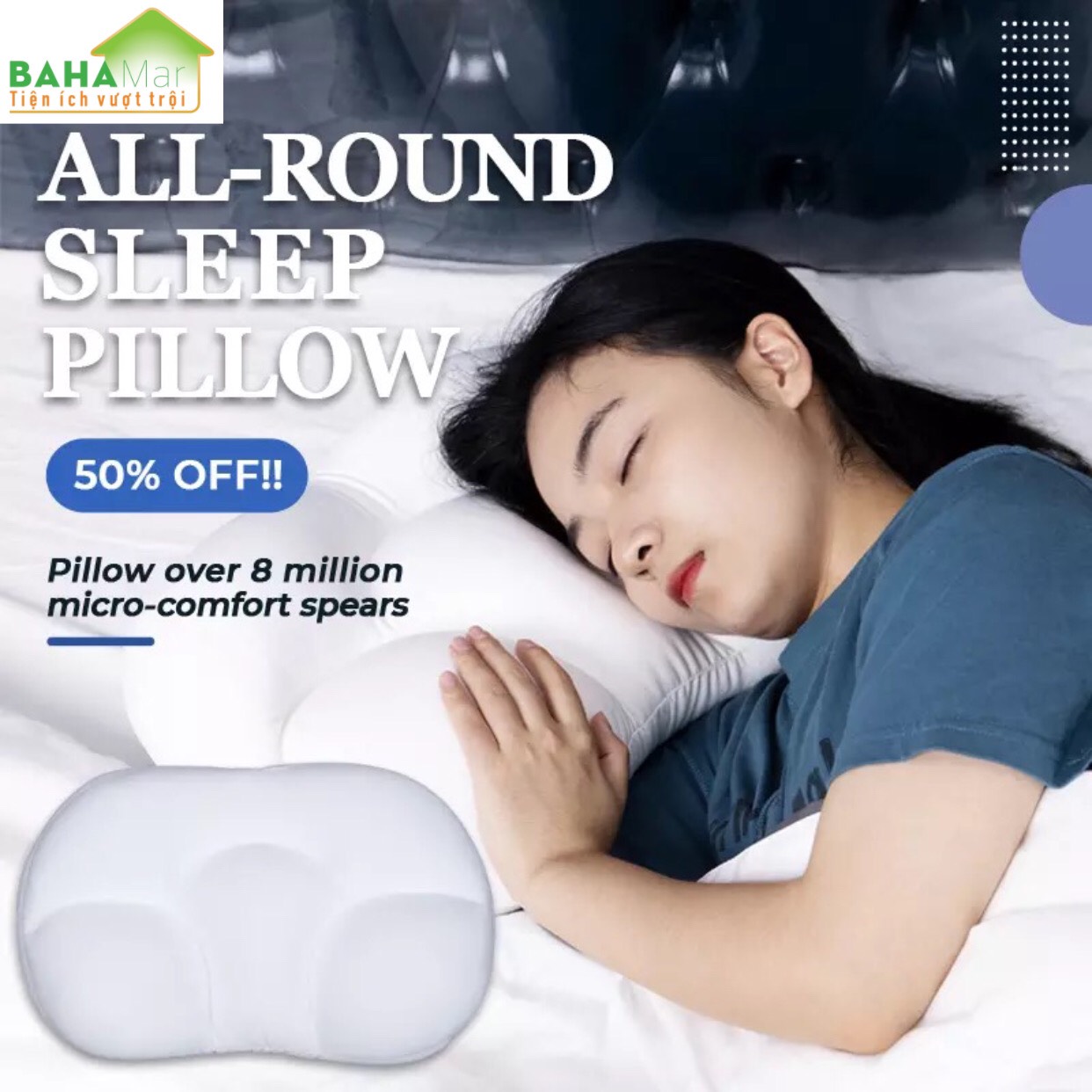 GỐI ĐÁM MÂY SIÊU MỀM HỖ TRỢ CỔ VAI, CHỈNH HÌNH THEO TƯ THẾ NGỦ "BAHAMAR" có tác dụng chỉnh tư thế ngủ thoải mái và hỗ trợ chống đau vai cổ gáy