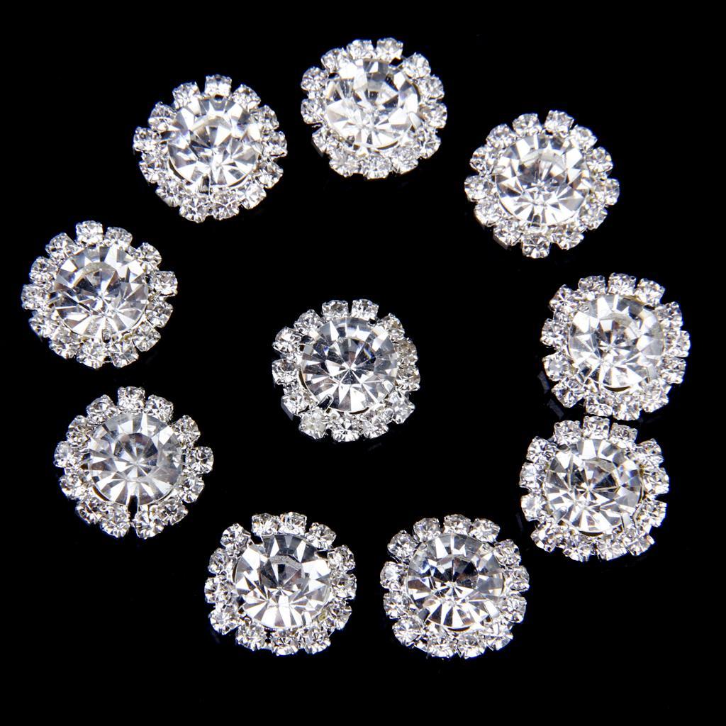 Pack of 20 Clear Crystal Rhinestone Flatback Buttons Decoration for DIY Craft 15mm