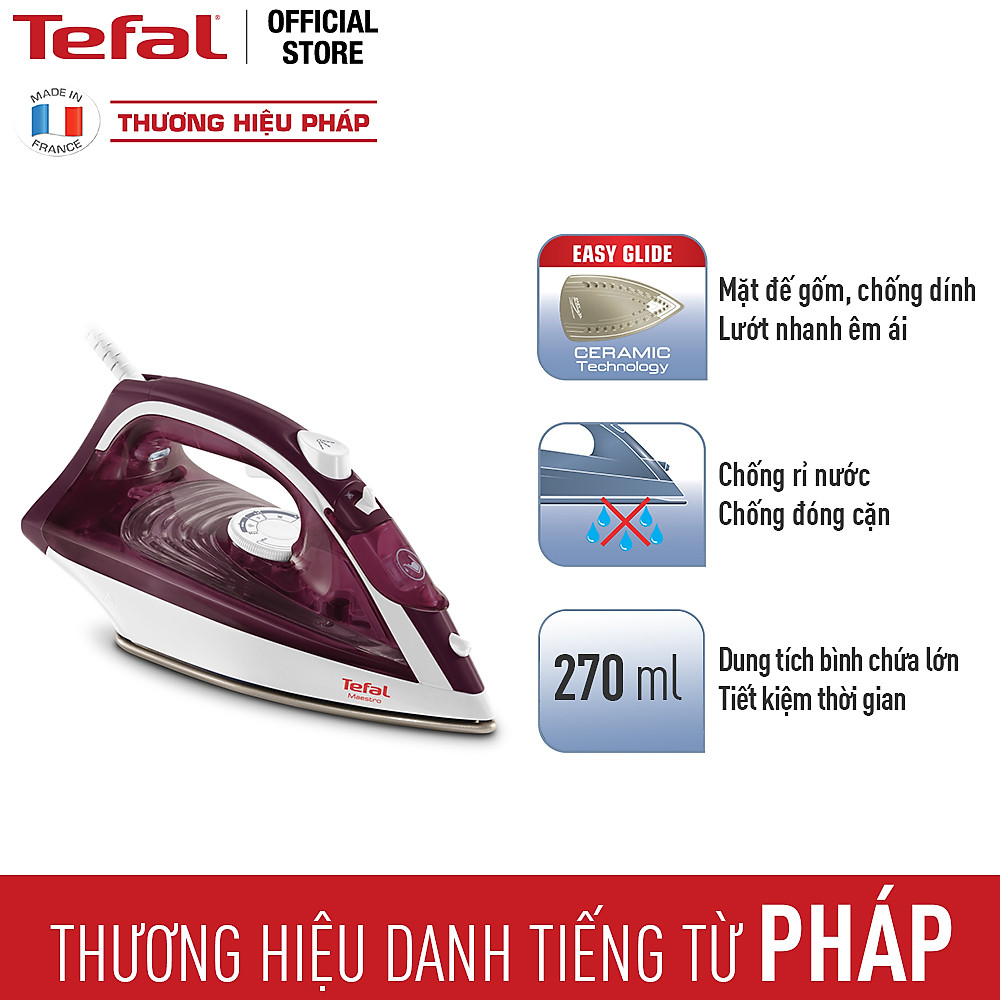 Combo Nồi áp suất điện đa năng Tefal Home Chef + Bàn ủi hơi nước Tefal - FV1844E0 - Hàng Chính Hãng