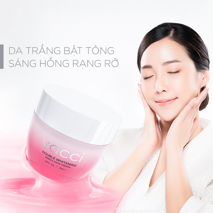 KEM DƯỠNG TRẮNG DA MẶT VACCI - DOUBLE WHITENING MAGIC FACE CREAM SPF36 PA++