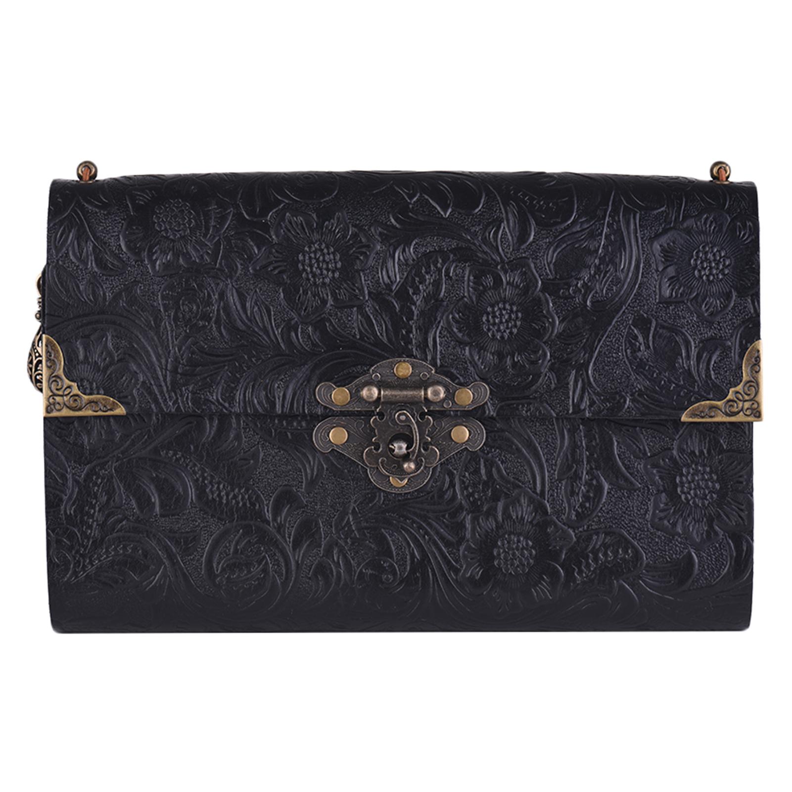 Handmade Embossed Pattern Soft Leather Journal Travel Notebook with lock and Key Diary Notepad Kraft Paper for Travelers