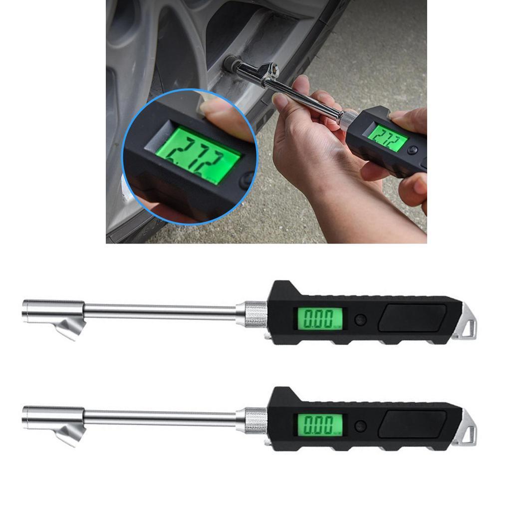 2x 0-16 Bar Dual Head Digital Tire Pressure Gauge Stainless Steel for Trucks