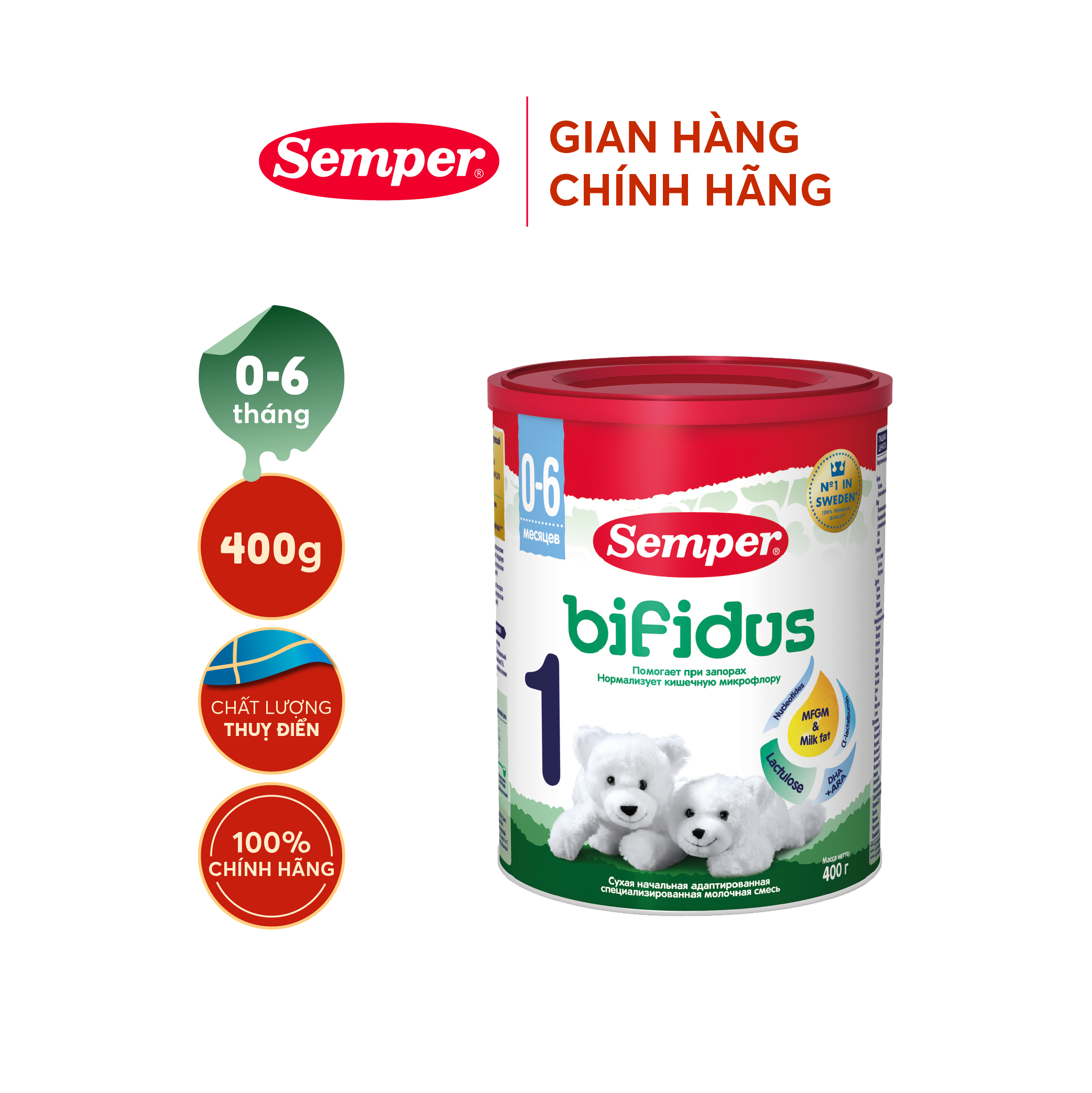 Sữa bột công thức Semper Bifidus số 1 400g