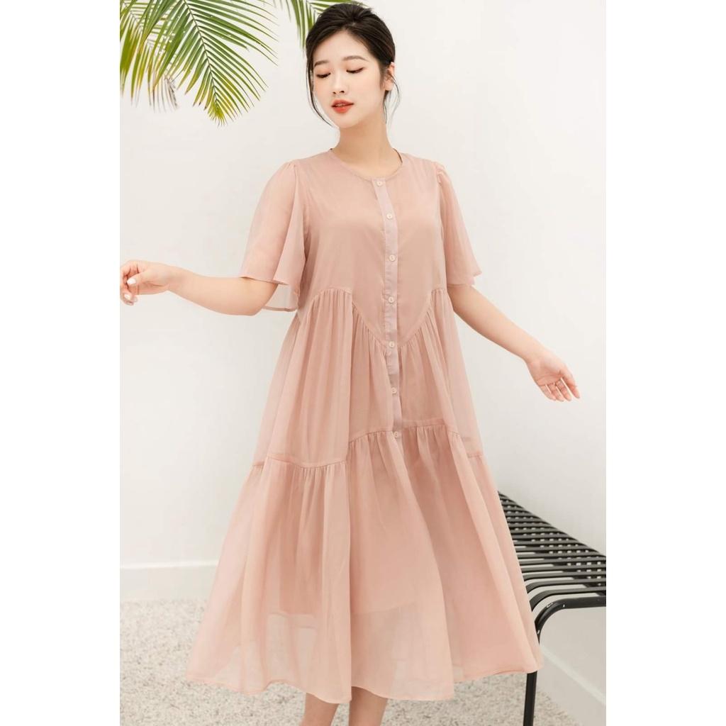 Váy bầu công sở siêu xinh-Đầm Bầu Hè Dáng Suông von nhẹ thời trang freesize từ 45-70kg