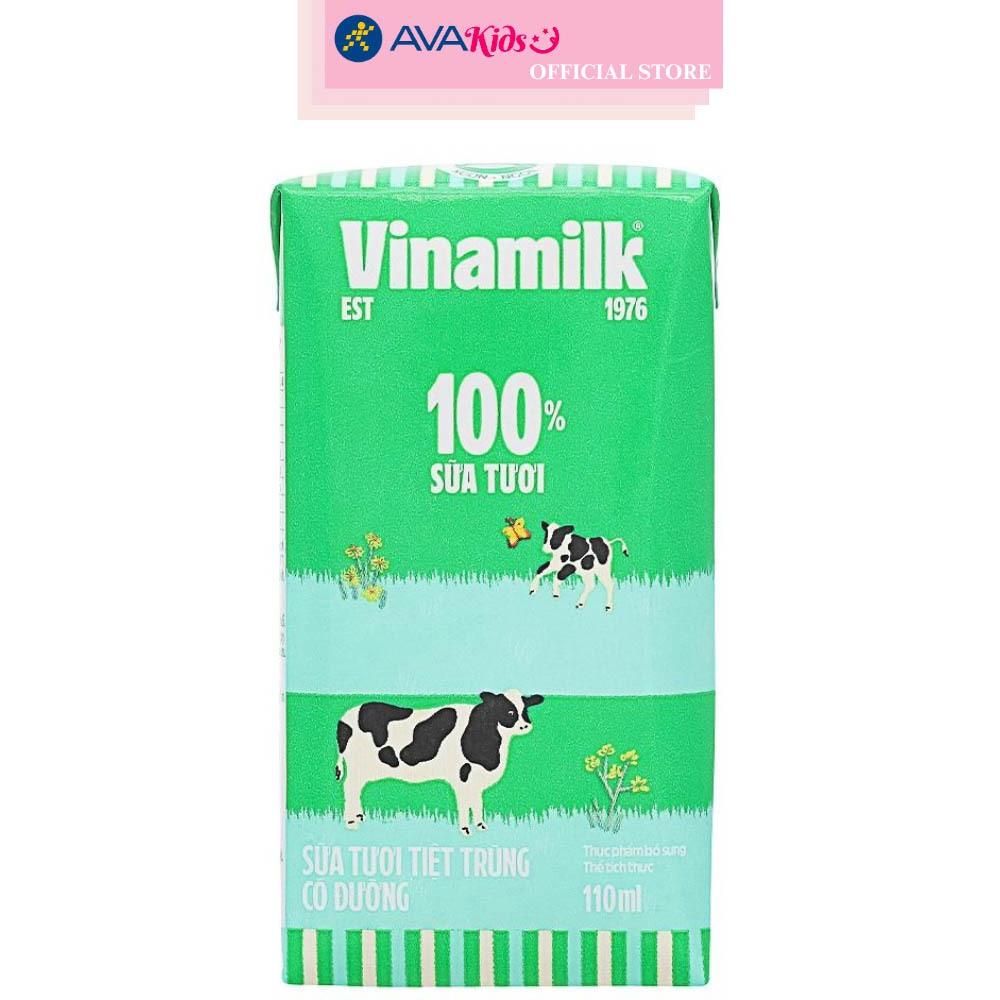 Lốc 4 hộp sữa tươi tiệt trùng Vinamilk có đường 110 ml (từ 1 tuổi)