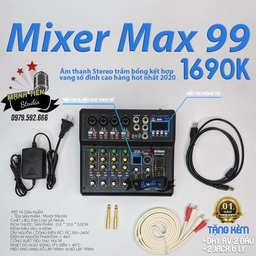 Mixer Yamaha Max 99 USB bluetooth 16 chế độ vang karaoke gia đình, livestream fb