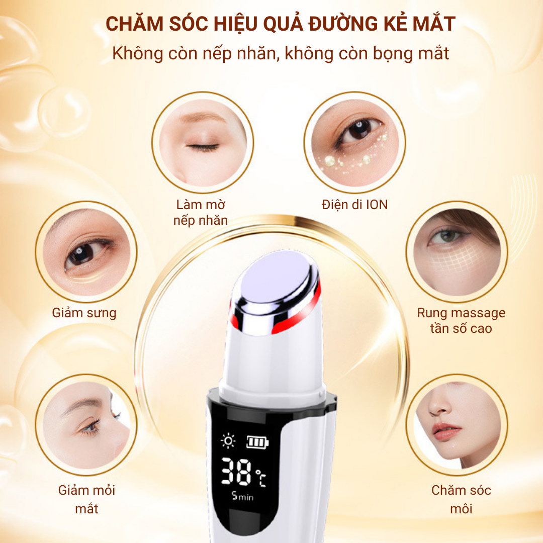 Máy Massage Mắt Mini Cầm Tay Rung Nóng ION D830, Mát Xa Giảm Quầng Thâm Bọng Nhức Mỏi Mờ Nếp Nhăn Chống Lão Hóa