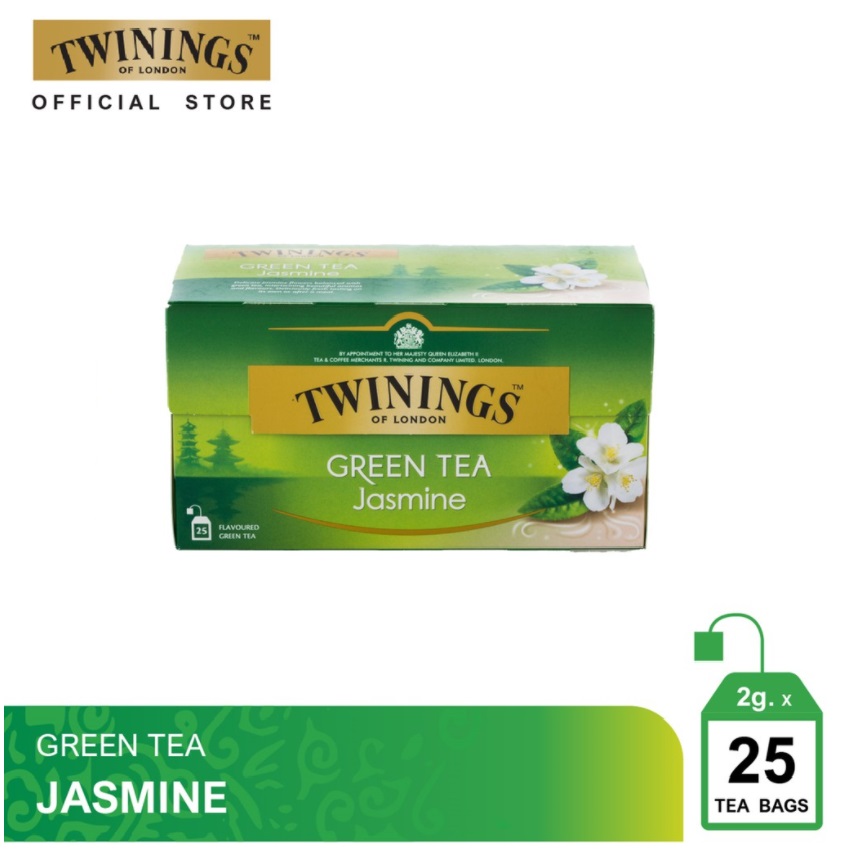 Trà túi lọc TWININGS OF LONDON Jasmine Green Tea - Trà xanh Hoa Nhài (Hộp 25 gói x 2g)