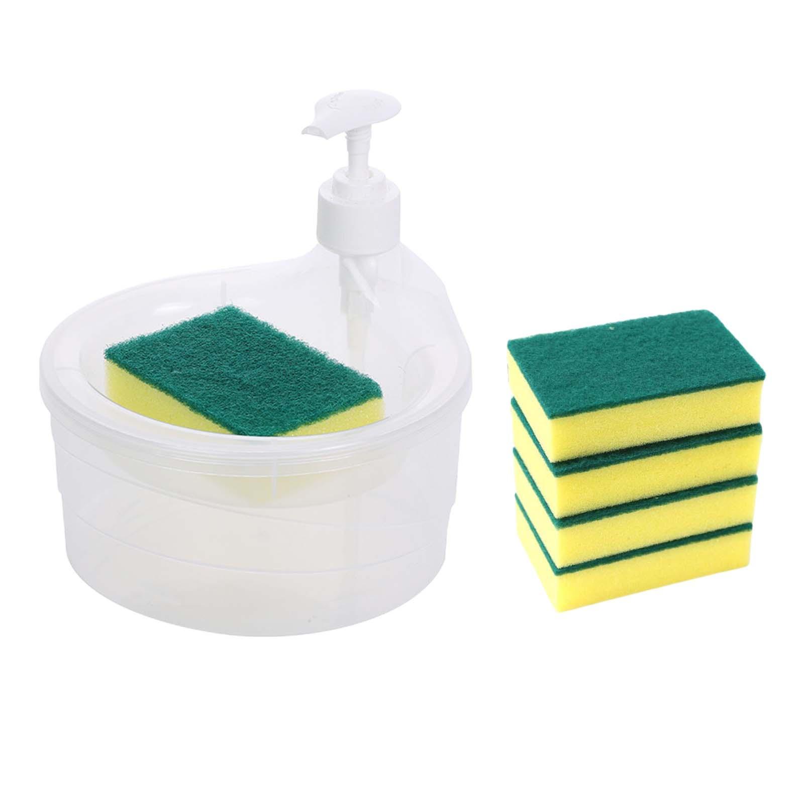 Soap Dispenser and Scrubber Holder 5 Sponge Sink Dish Washing Soap Dispenser