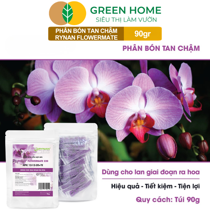 Phân Bón Thông Minh Rynan GreenHome, Túi 90gr, Giải Pháp Dinh Dưỡng Tan Chậm Cho Lan Và Cây Cảnh
