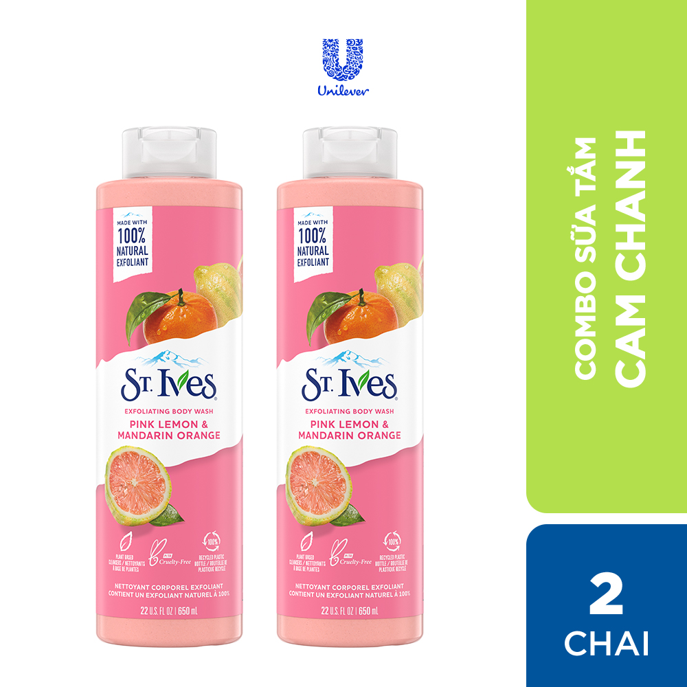 Combo 2 chai Sữa tắm dưỡng da St.Ives Cam Chanh 650ml