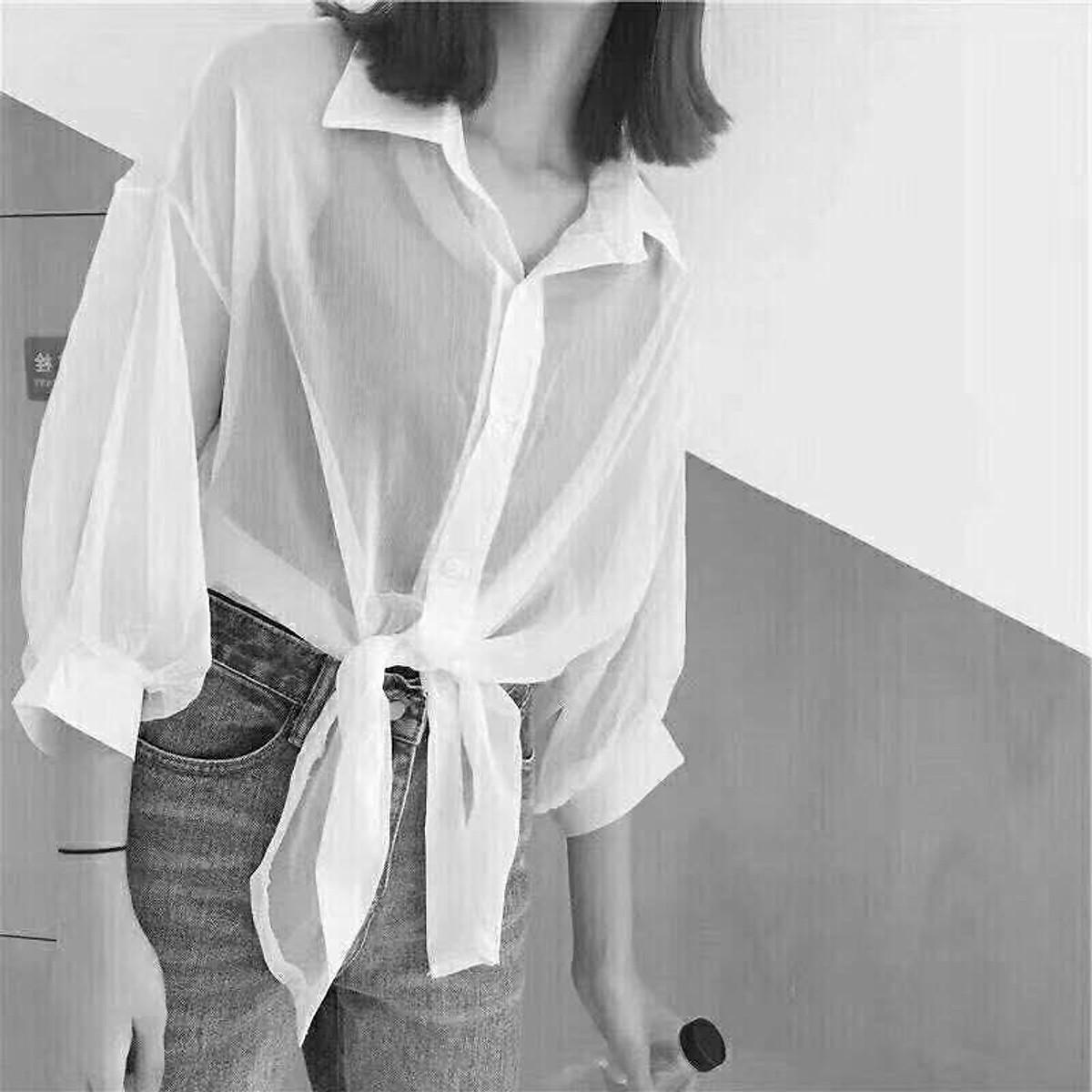Áo khoác sơ mi voan siêu xinh cực dễ phối đồ