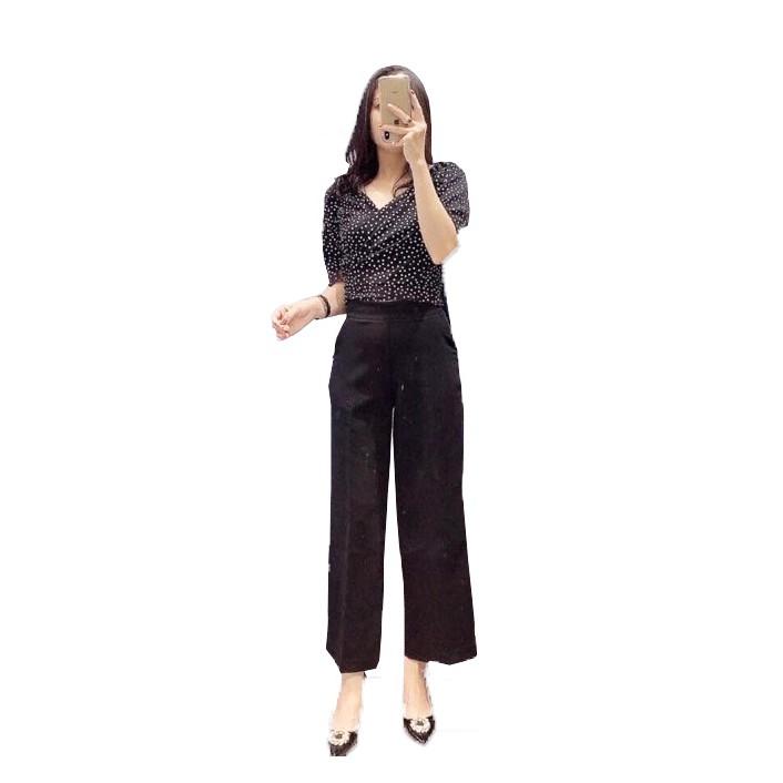 Quần baggy ống xuông lưng cao khóa sườn dáng dài chất liệu tuyết mưa loại 1 mát mịn siêu hot