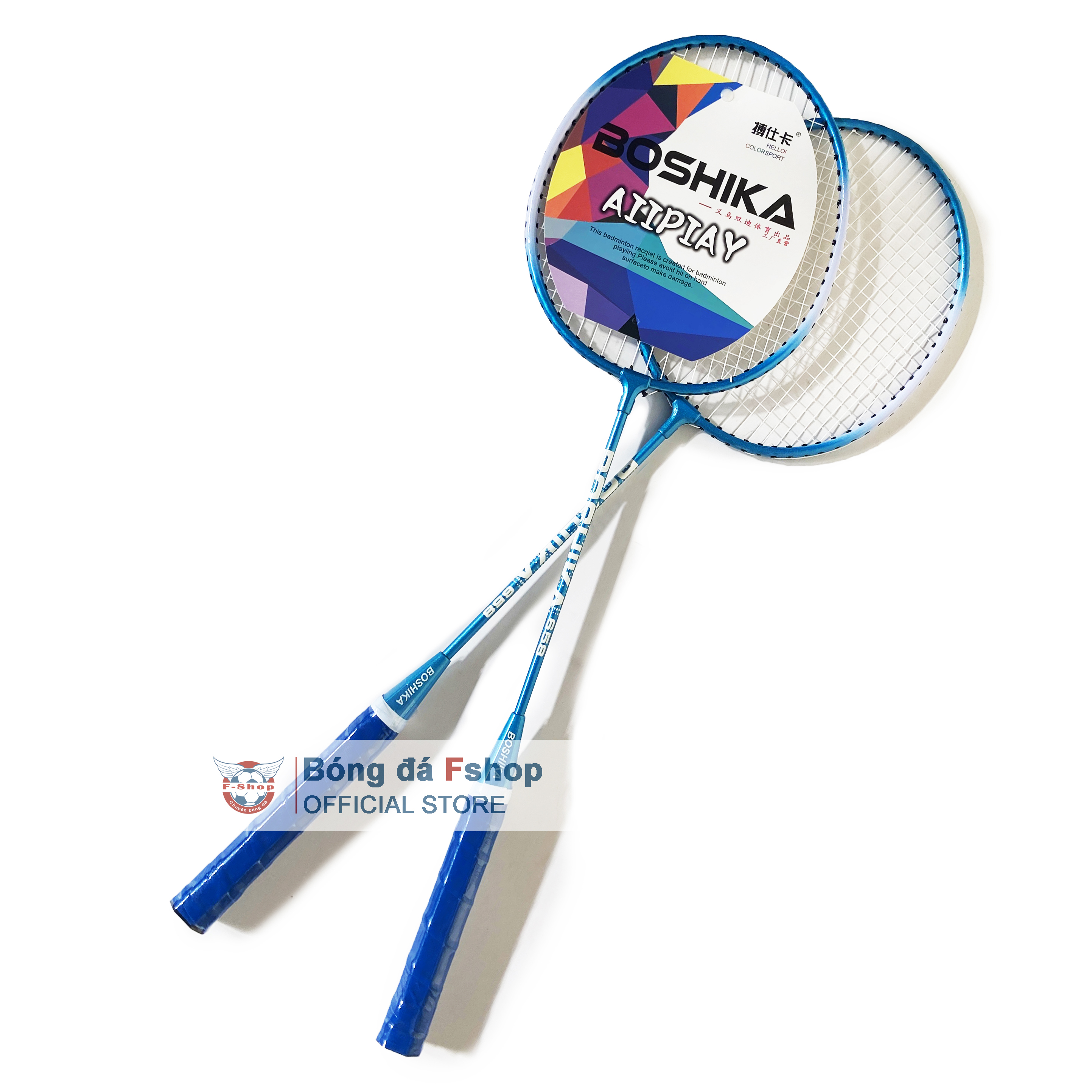 Vợt cầu lông Bos-hika - Đôi vợt cầu lông phổ thông - Tặng kèm cầu, căng sẵn lưới