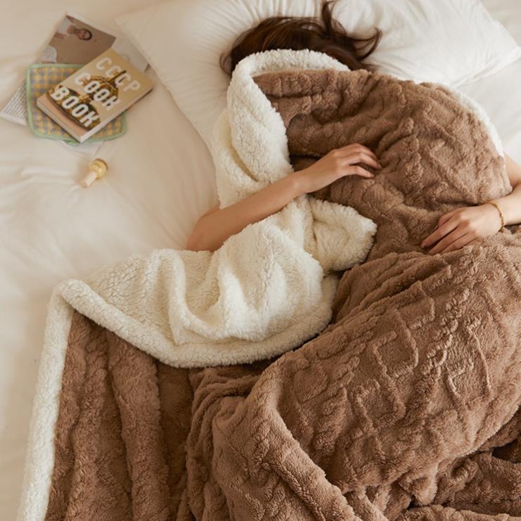 Chăn lông cừu TAFURONG nặng 3kg siêu ấm lông mịn mượt dày dặn