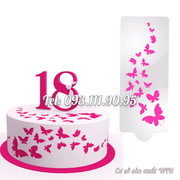 Khuôn Stencil rắc bột trang trí bánh, làm viền rau câu, fondant bươm bướm - Mã số 1243