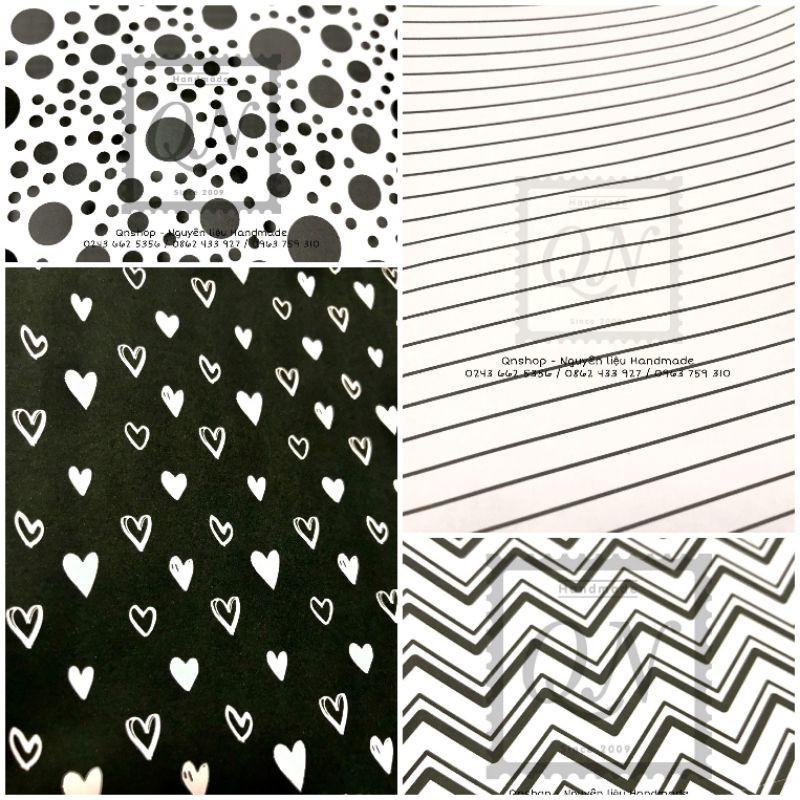 Set 5 bìa họa tiết A4 trang trí khung ảnh, lovebox, scrapbook, thiệp...